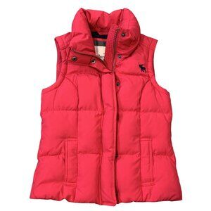 Abercrombie & Fitch Womens Pink Puffer Vest Sz XS Stand Collar Two -Way Zip Snap